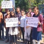 The Akhil Bharatiya Vidyarthi Parishad protested against the violence being spread by the Left in JNU.